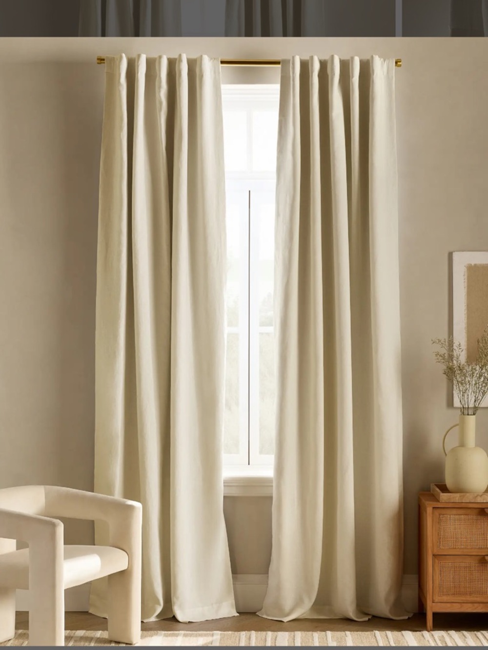 Quince room darkening curtain 48x84 one panel cream
